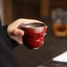 郎红釉福禄杯中式陶瓷茶杯遇水化冰品茗杯家用主人杯功夫茶具单杯