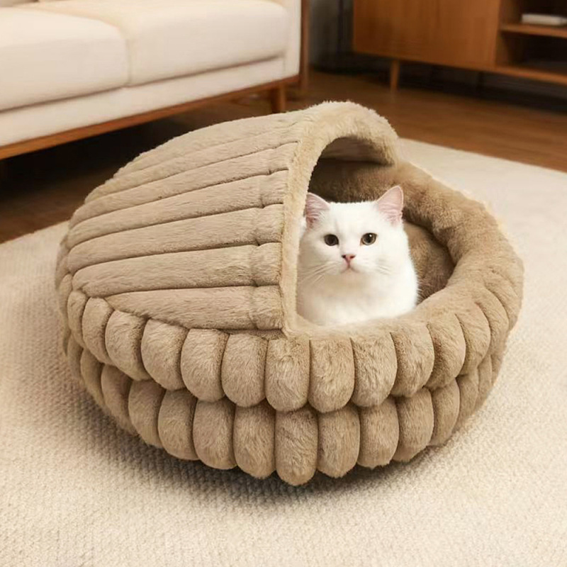 加厚冬季保暖宠物窝猫窝狗窝小型犬窝垫四季通用封闭式大号贝壳窝|undefined