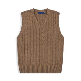 Spring and Autumn Aftmgtey&Baoluo Pony Logo Men's Sweater V Neck Knitted Twist Wool Vest Vest