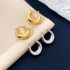 Brand fashionable advanced glossy retro earrings stainless steel, European style, high-quality style, simple and elegant design