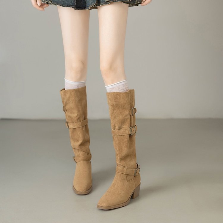Cross-border francés tacones gruesos botas de camisa 2026 nuevas botas de primavera y otoño versátiles delgadas botas Martin