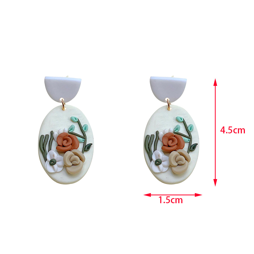 Simple Style Flower Soft Clay Stoving Varnish Women's Drop Earrings 1 Pair display picture 4