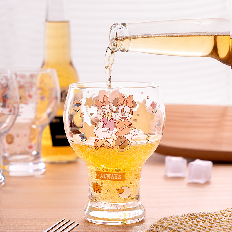 Taza de vidrio de celebridades de Internet de Disney Stitch, taza de cerveza de celebridades de Internet de dibujos animados para el hogar de gran capacidad, taza de bebida de alto valor
