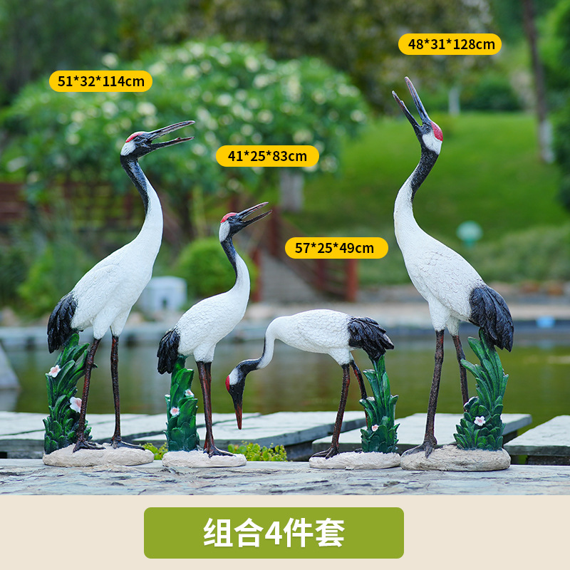 仿真仙鹤造景玻璃钢雕塑丹顶鹤鸟类模型花园 thumbnail 6