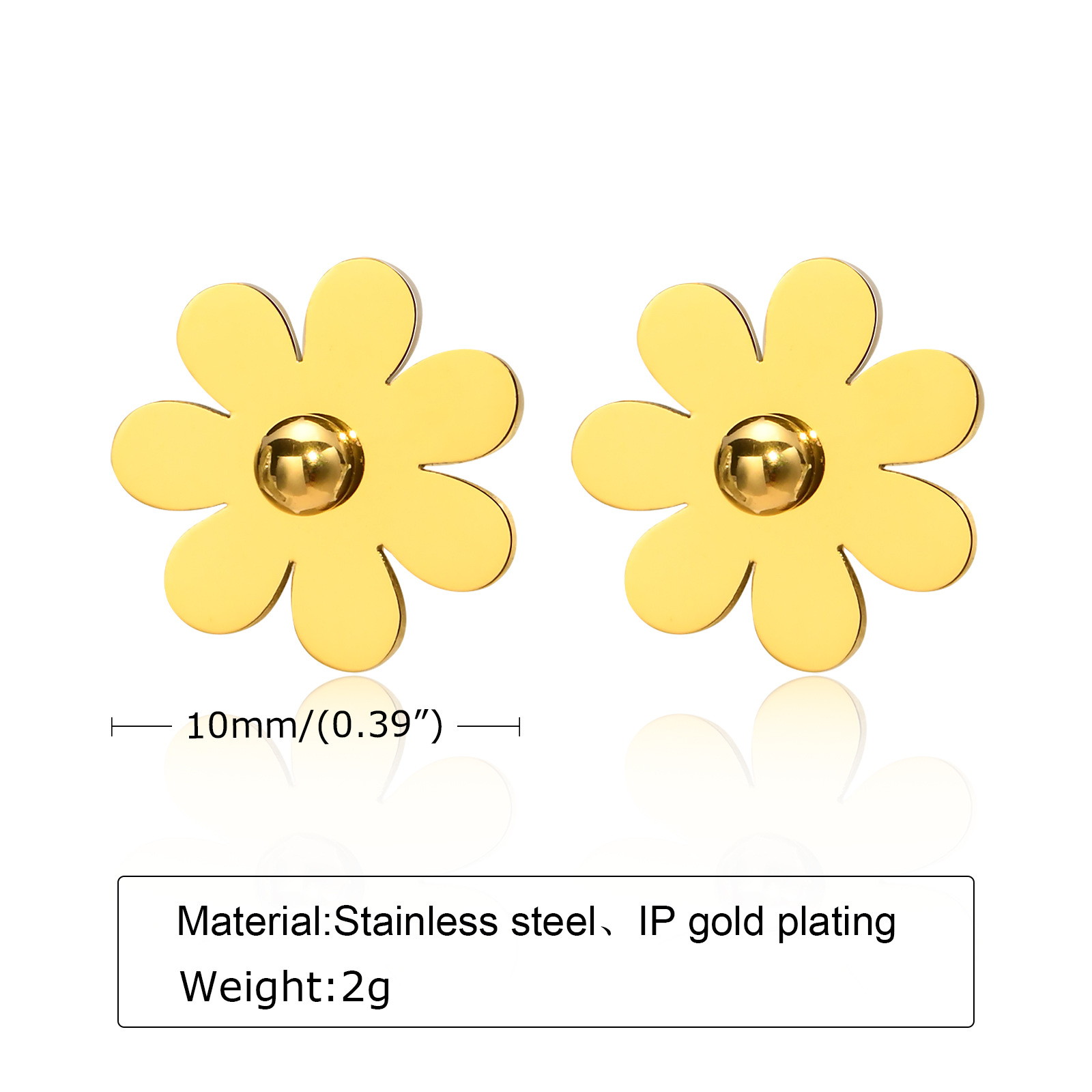 Simple Style Flower Stainless Steel Plating Ear Studs 1 Pair display picture 1
