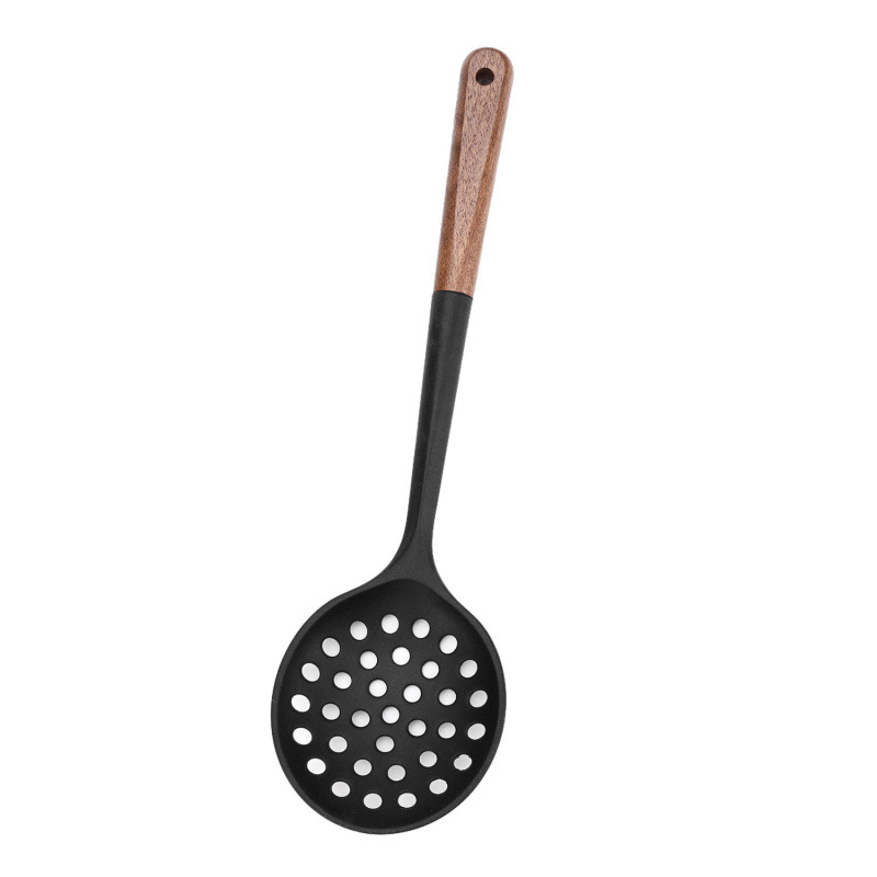 Juego de utensilios de cocina de silicona de nogal