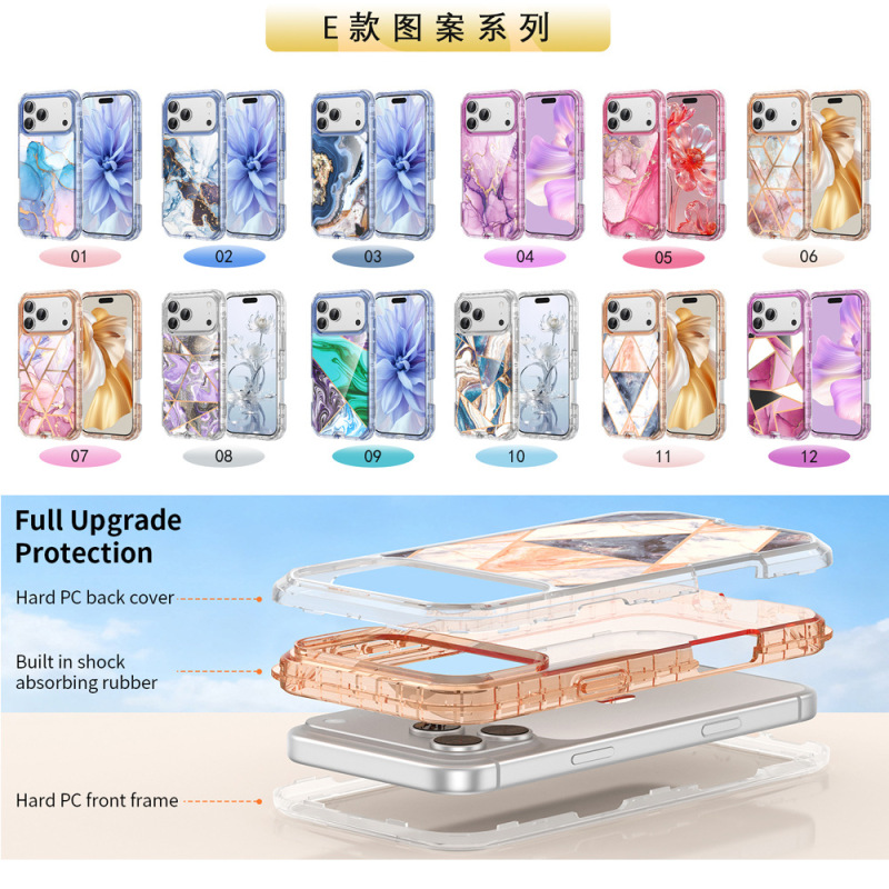 Suitable for Iphone18Pro Mobile Phone Case Electroplated Marble Apple 17Promax Three-In-One 16/15 Upper and Lower Cover