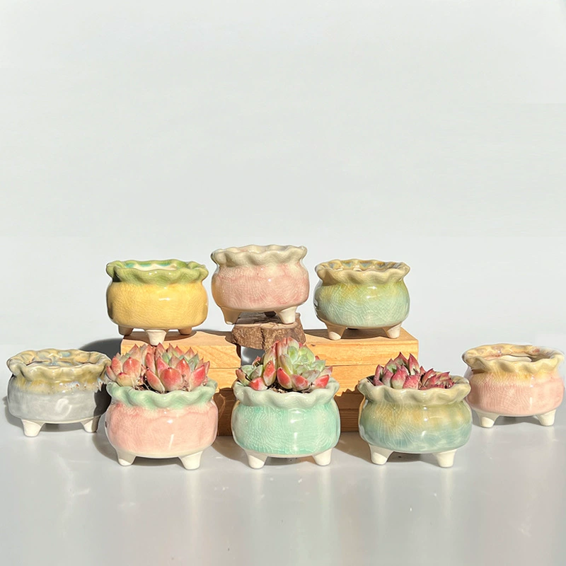 Керамическое садоводство мини-мясистый цветочный горшок для девочек сердце трещина льда креативный милый дом свежий керамический горшок горшок