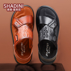 【頭層牛皮】真皮涼鞋男款沙灘鞋夏季男鞋厚底防滑軟底開車鞋涼拖