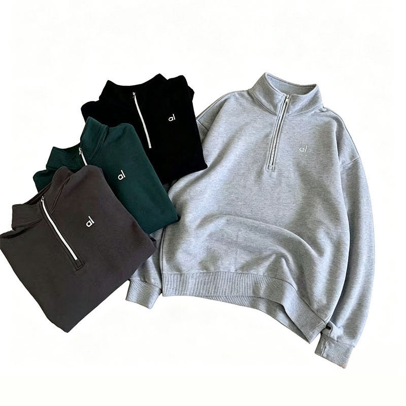 Sageh Alo Men's Half-Zip Stand-Up Collar Sweatshirt Loose Casual Sports Jacket Spring and Autumn Style Pure Color Cotton Trendy Sageh Alo Men's Half-Zip Stand-Up Collar Sweatshirt Loose Casual Sports Jacket Spring and Autumn Style Pure Color Cotton Trendy