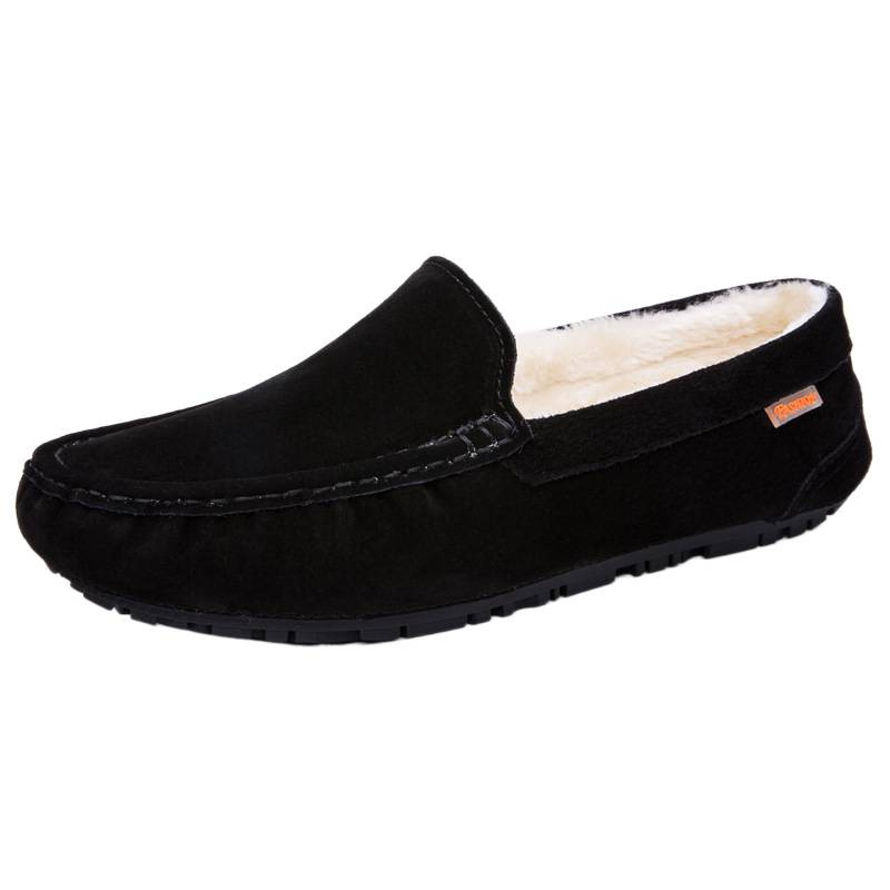 Transmisión en vivo transfronteriza Hot Bean zapatos de cuero para hombre zapatos de cuero casuales esmerizados simple con un pie de lana zapatos de hombre