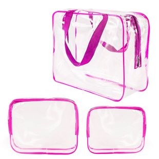 Transparent PVC travel wash bag men's and women's suit waterproof packaging storage bag with zipper handle with cosmetic bag