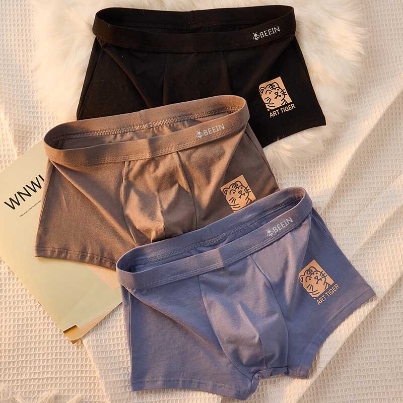 Underwear men's cotton boxer shorts men's antibacterial breathable Men's trendy boxer shorts men's autumn and winter thick warm