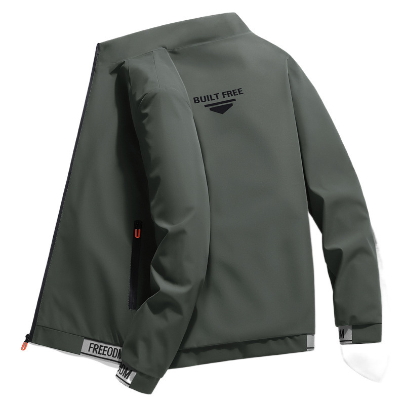 Chaqueta Cargo de Cuello Alto para Hombre de Poliéster para Otoño