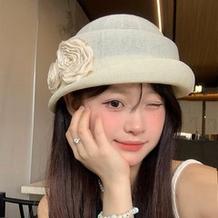 ヘボン風椿漁師帽子レディース春夏エレガント日本製リネンベレー帽小顔フレンチ盆地帽子薄手
