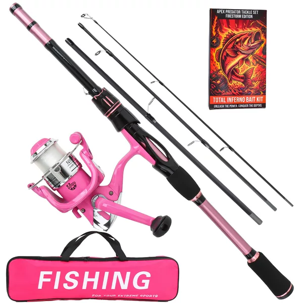 Cross-border pink 1.8M lure rod fishing gear set, four-section hand rod for outdoor fishing, wholesale from manufacturer