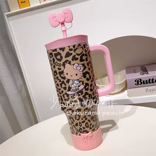 豹纹吸管防尘塞吸管杯吸管ins粉色蝴蝶结可爱杯子吸管配件