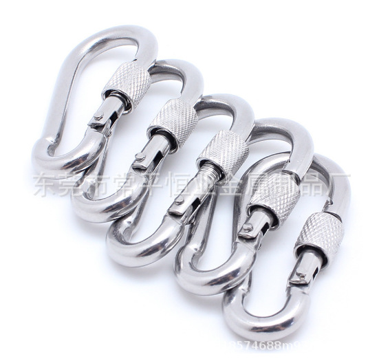 304不锈钢带螺母弹簧扣登山扣跑道扣登山扣链条扣多种规格登山扣