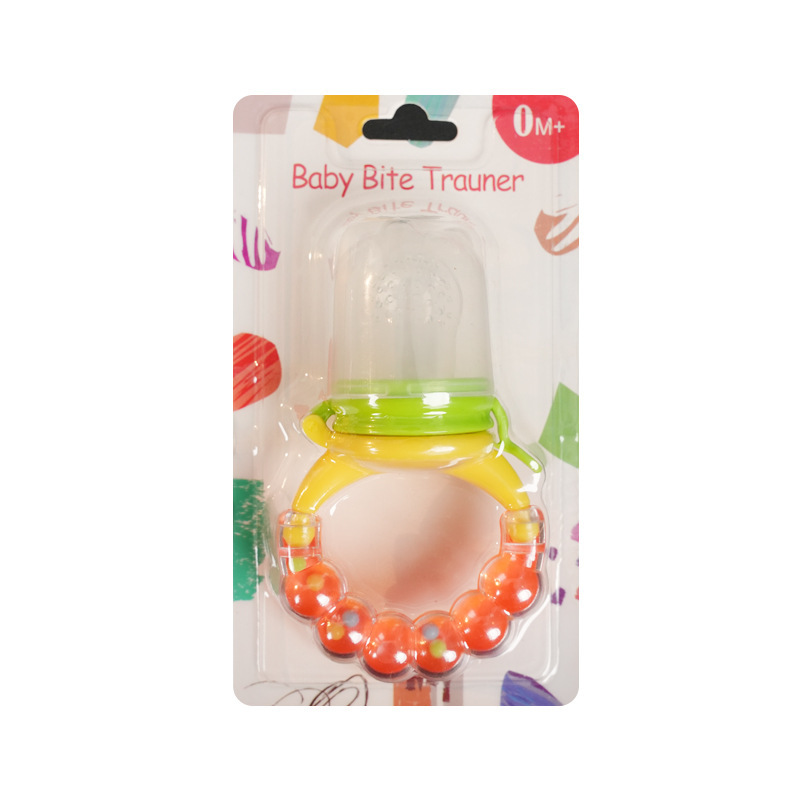 Inglés paquete de tarjetas bebé mordida música niños campana fruta y verdura música suplemento de alimentos para bebés fruta bolsa de malla al por mayor