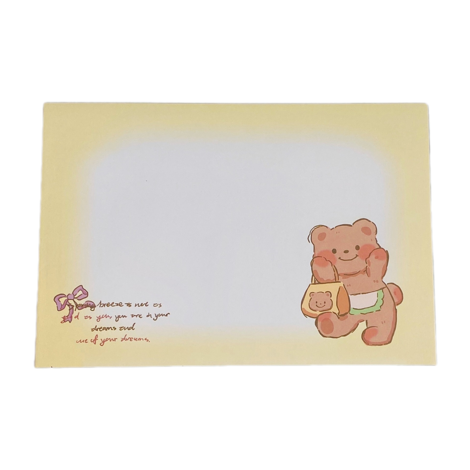 Cariñosa nueva mantequilla de dibujos animados oso sobre carta carta amigos regalo carta creativa tarjeta de cumpleaños felicitación