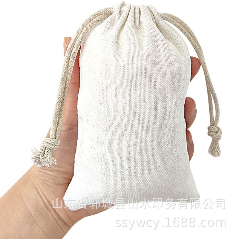 跨境棉质平纹细布袋空白棉布束口袋防尘收纳抽绳袋白色礼品棉布袋