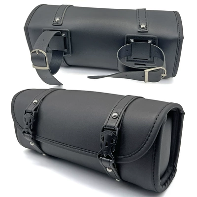 Motorcycle Cruise retro car calf electric modification accessories universal leather waterproof car head bag hanging bag kit (Motorcycle Safety Supplies) - black-buckle-length-30-width-85-height-12