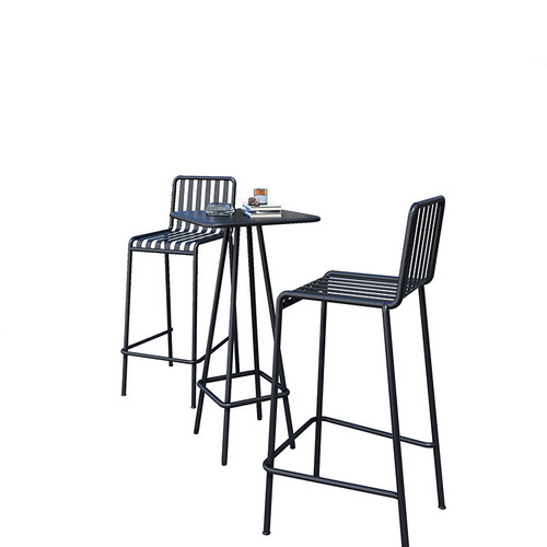 Modern minimalist outdoor metal tables and chairs, café and restaurant outdoor high-legged tables and chairs, garden balcony outdoor bar counter tables