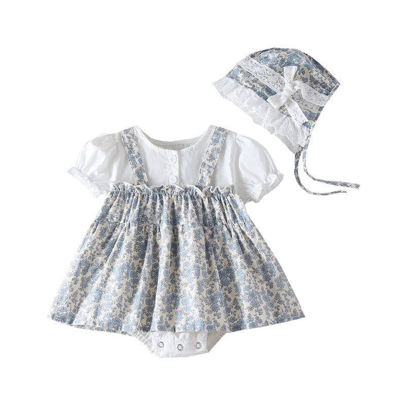 2025赤ちゃん夏服ワンピース新入生韓国ins子供服お姫様スカートネット赤いストラップ付きスカート赤ちゃんロンパース