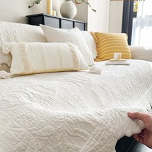 外贸法式复古水洗全棉沙发垫纯棉客厅沙发套罩巾重工刺绣高级感坐