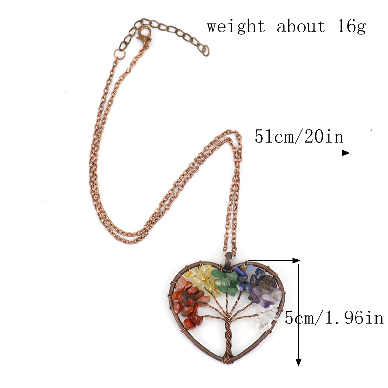 Ethnic Style Tree Heart Shape Crystal Copper Beaded Hollow Out Pendant Necklace 1 Piece