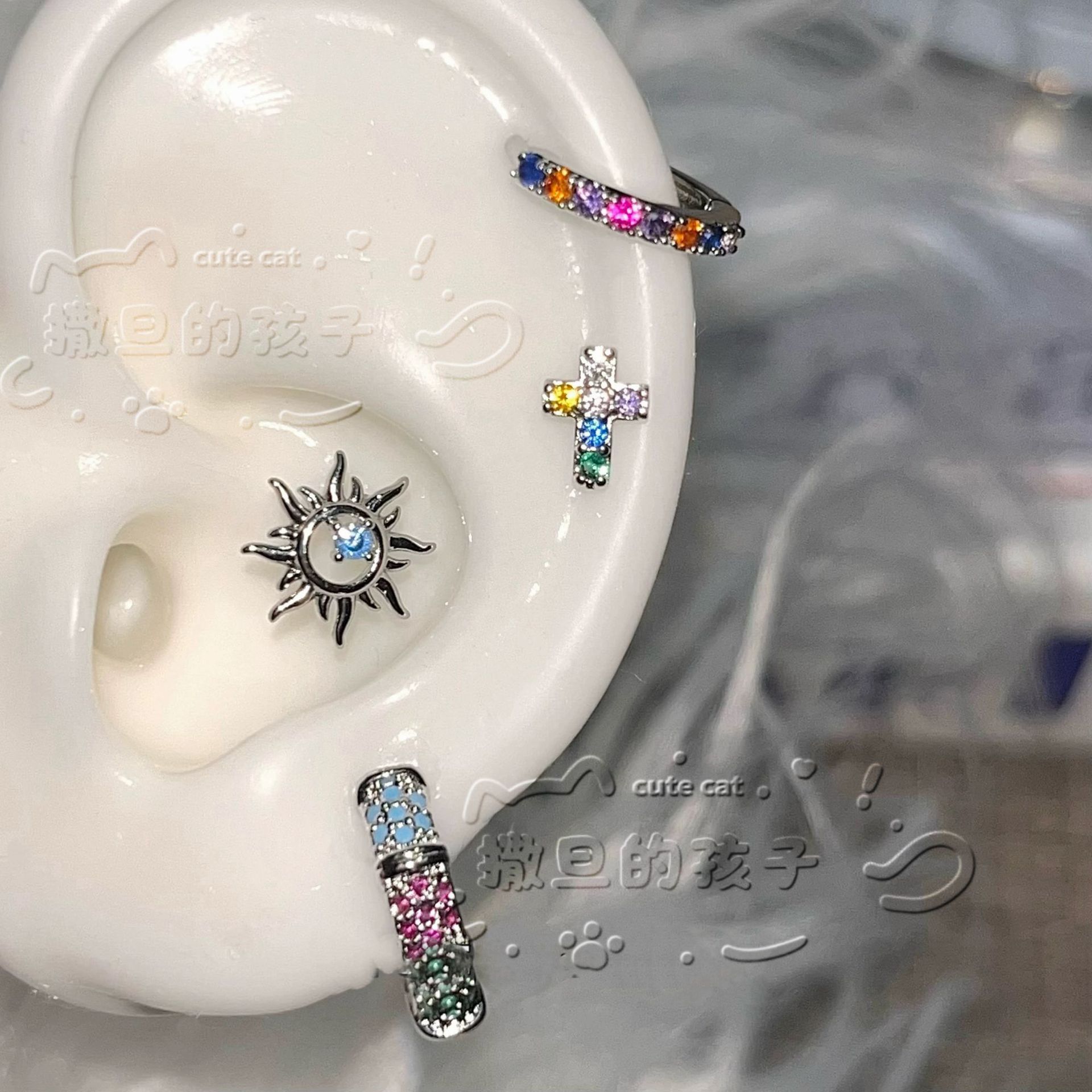 Labret piercing jewelry detail image
