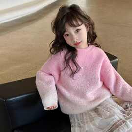 女童2025秋冬季新款毛衣水貂绒加厚卡通打底衫中大童针织线衫上衣