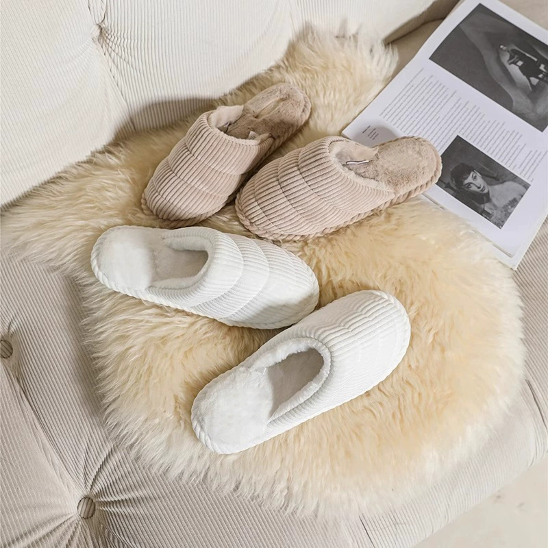 Мужские и женские домашние тапочки из хлопка, стеганые, однотонные, теплые, с резиновой нескользящей подошвой, оптом.