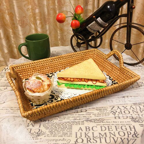 Vietnamese Ethnic Wood Printed Fruit Plate Living Room Desk Tray Bread Storage Tray Dry Fruit Snack Plate