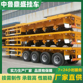 集装箱平板半挂车价格  两轴平板运输车  大吨位平板运输半挂车