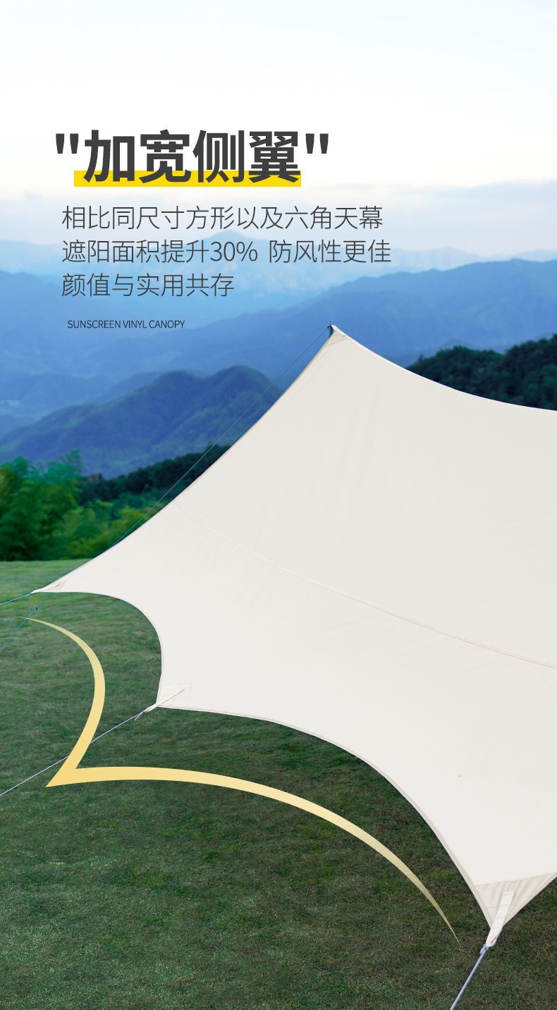 Outdoor Vinyl Canopy Tent Camping Style Picnic Rainproof Sunshade Cloth Picnic Equipment Square Foldableing