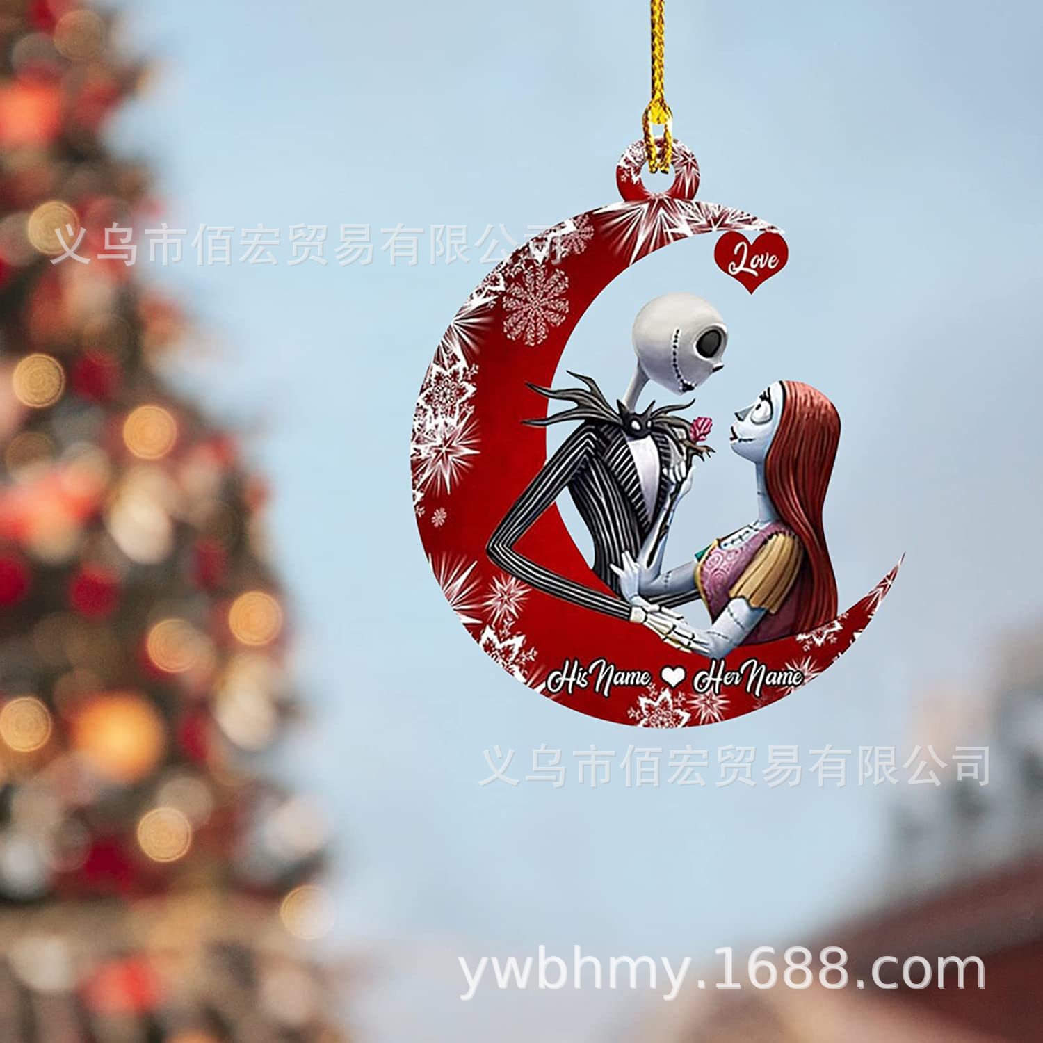 卡通人物圣诞树骷髅情人亚克力汽车后视镜背包吊坠工艺品圣诞树装