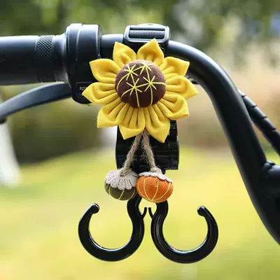 Electric Vehicle Hook, a Multifunctional Heavy-Duty Rotating Dual Hook for Electric Vehicles (Other Electric Vehicle Accessories) - black-webbing-double-hook-sunflower-short-style-22cm