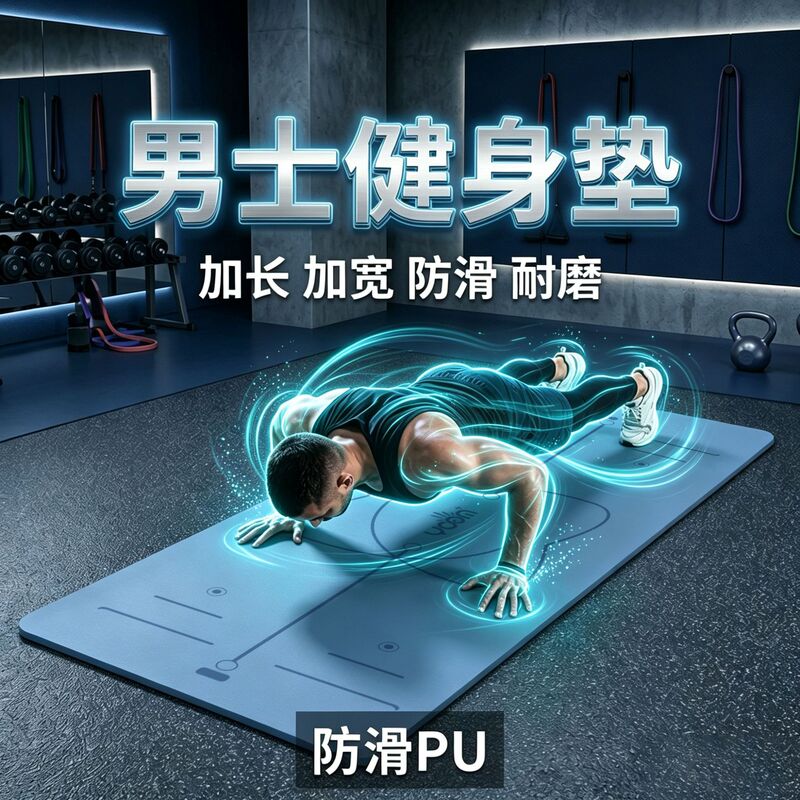 Men's Yoga Mat Fitness Mat 2026 New Model PU Natural Rubber Soundproof Shock-Absorbing Mat with Increased Space and High Strength Men's Yoga Mat Fitness Mat 2026 New Model PU Natural Rubber Soundproof Shock-Absorbing Mat with Increased Space and High Strength