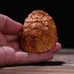 崖柏富甲天下龜殼手把件黃楊木雕龜甲男士飾品隨身古玩文玩龜擺件