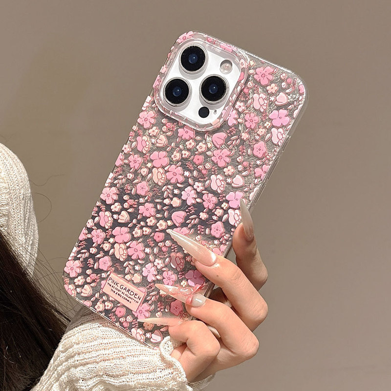 新款适用苹果iphone16pro手机壳满屏小红花潮流手机保护套ins风15|undefined