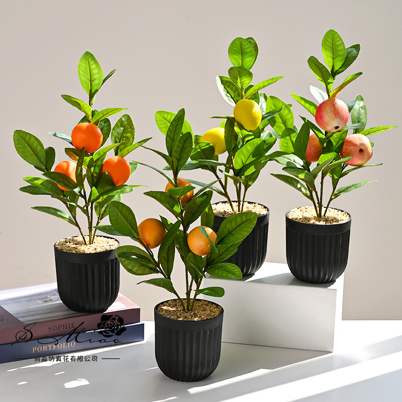 Frutas nórdicas de alta calidad de simulación bonsai creativo de simulación de flores para decorar el estudio de decoración de plantas verdes artificiales en maceta image 1