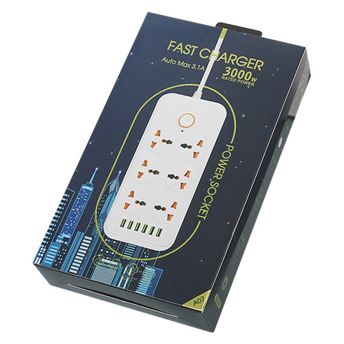 Foreign trade USB power strip with cable, multi-outlet extension cord, 6-socket household high-power power board, 5-meter extension socket, cross-border wholesale