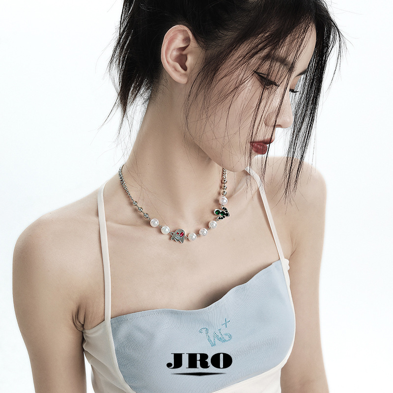 Halloween Devil Cactus Pearl Crystal Collarbone Necklace European And American Hip Hop Personality Temperament Senior Collars For Women Accessories_voghion.com