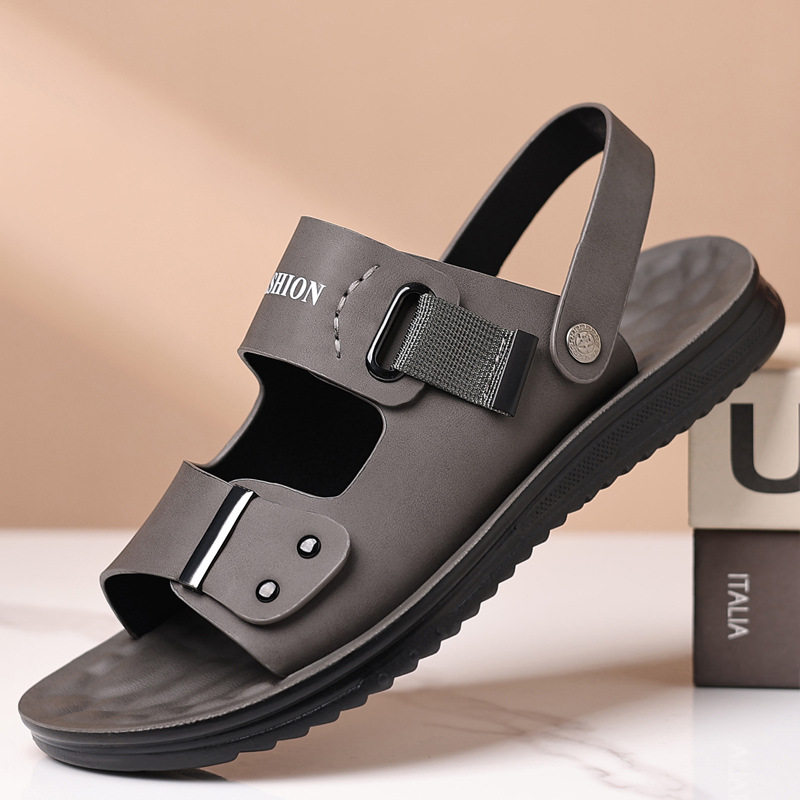 Dép sandal nam quai hở mũi đế mềm thân mềm, kiểu lười hai chức năng đi hàng ngày và đi biển — CS9833 màu vàng, CS9833 màu xám