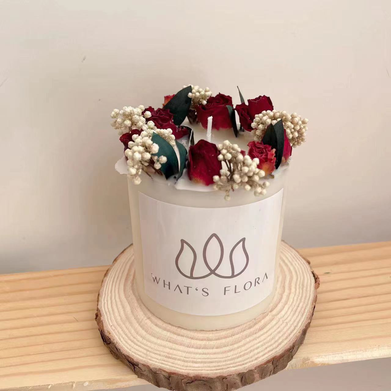 Cross-border ins columnar flor inmortal flor seca rosa en relieve cera de banano cera de soja decoración del hogar