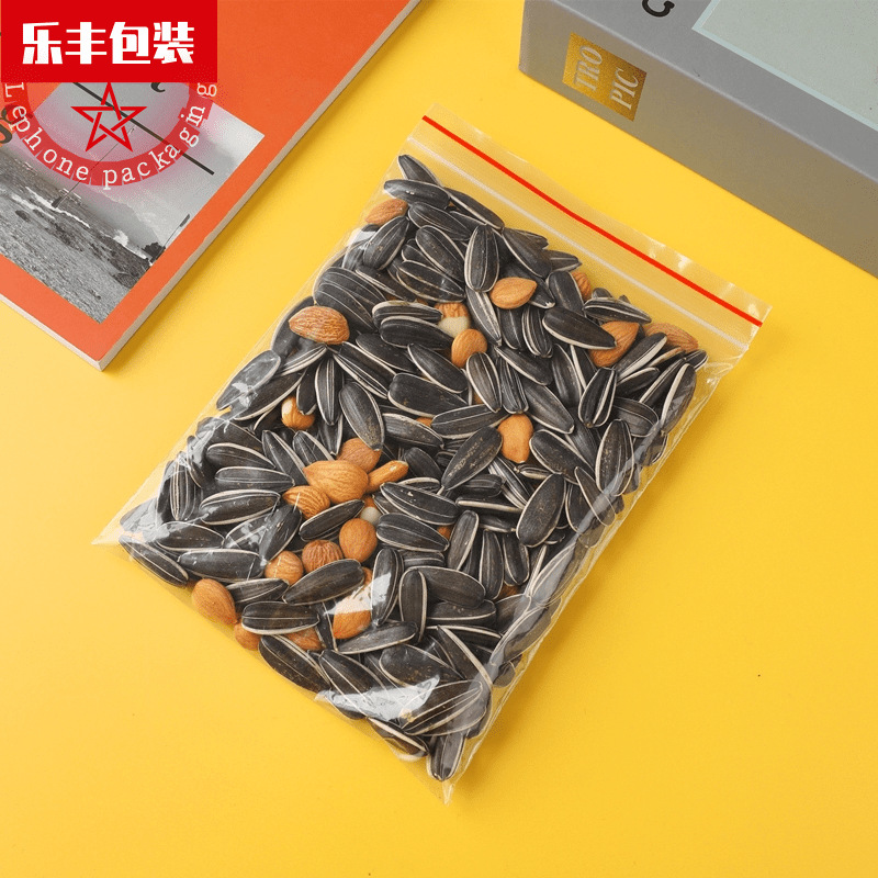 厂家塑料pe食品自封袋 透明红边封口加厚骨袋服装袋子批发100个价