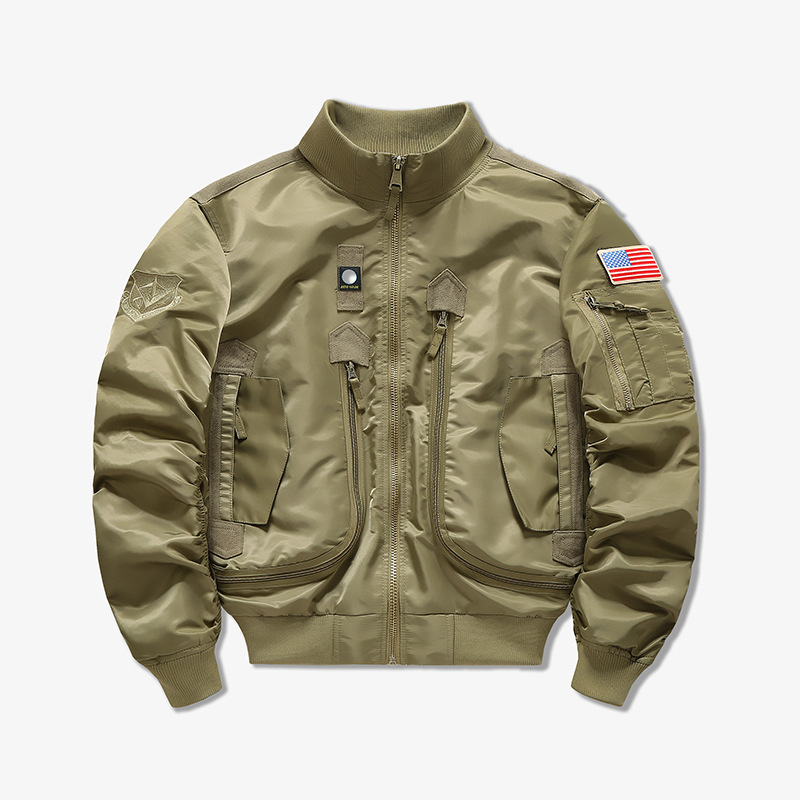 Chaqueta de vuelo de cuello de béisbol chaqueta de piloto de la Fuerza Aérea Táctica casual chaqueta de camuflaje suelta chaqueta superior