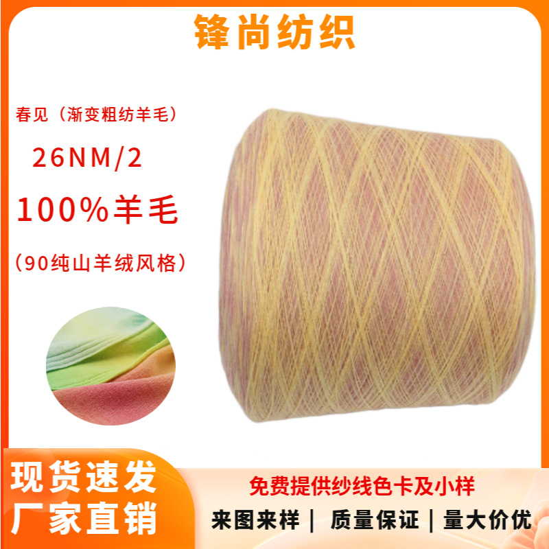 新品现货100%纯羊毛渐变色纱线 柔软耐用 手工编织针织纱线