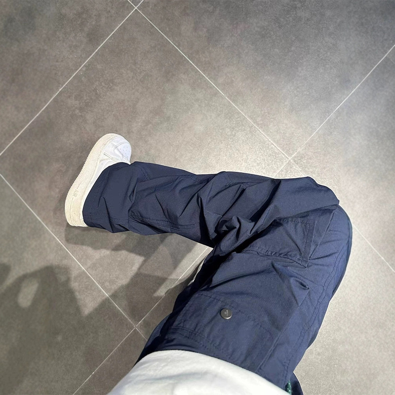 Navy Blue Pants Quick-drying All-match Logging Overalls Men's Summer Straight Loose Trendy Brand American Style Functional Charge Pants